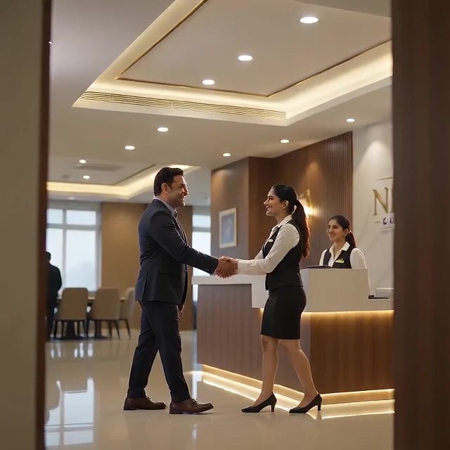 Customer being welcomed at the Nisha Gold Buyer store